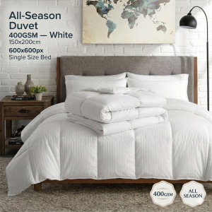 B&B All-Season Duvet 400GSM — Single White 150x200cm