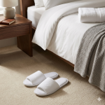 B&B Open Toe Terry Slippers — White Hotel Slippers