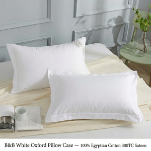 B&B White Oxford Pillow Case — 100% Egyptian Cotton 300TC Sateen