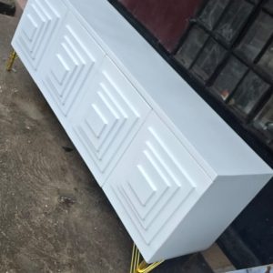 White TV Stand with Golden Legs 6ft